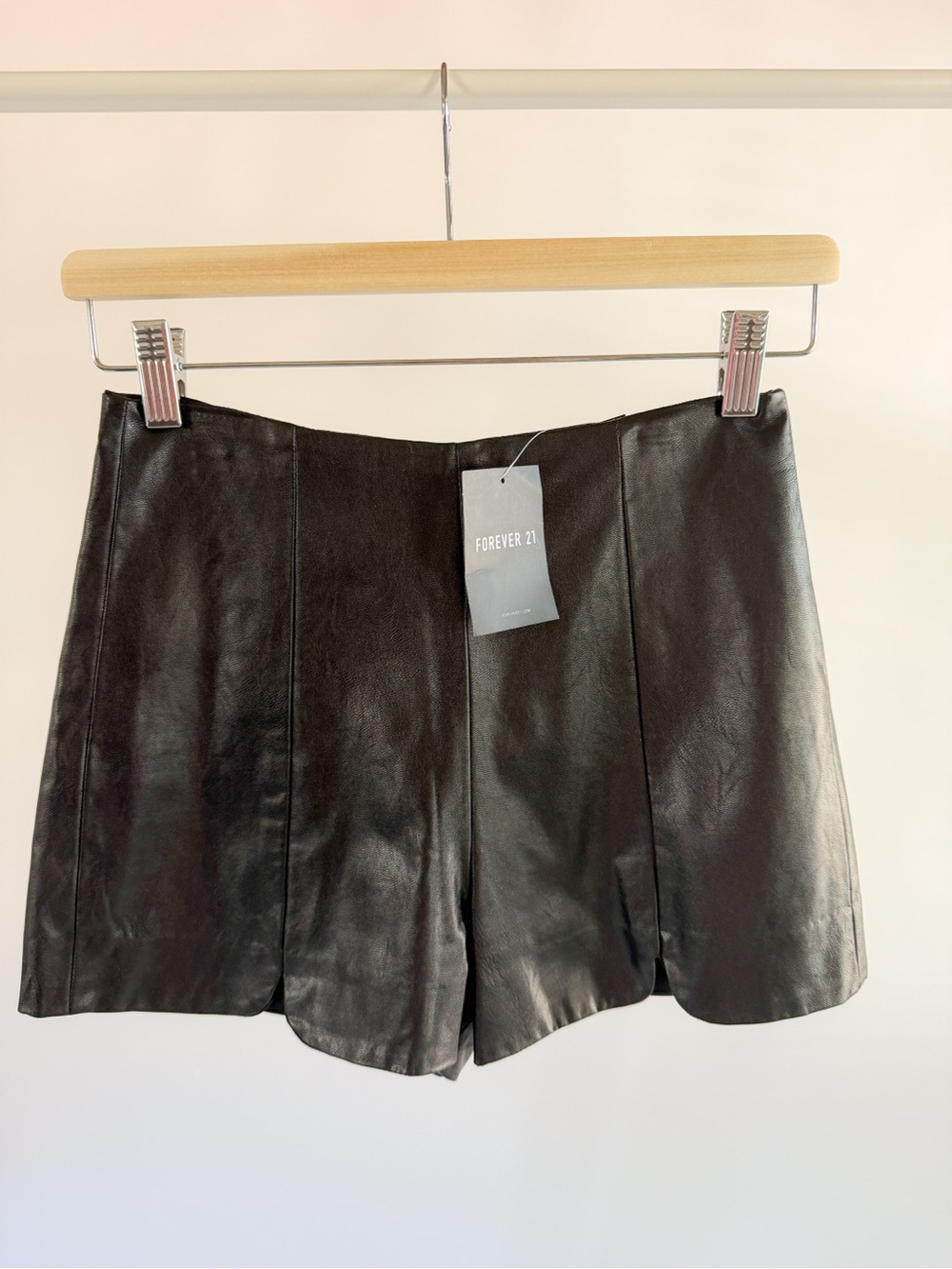 Forever 21 Black Faux Leather High Waist Shorts